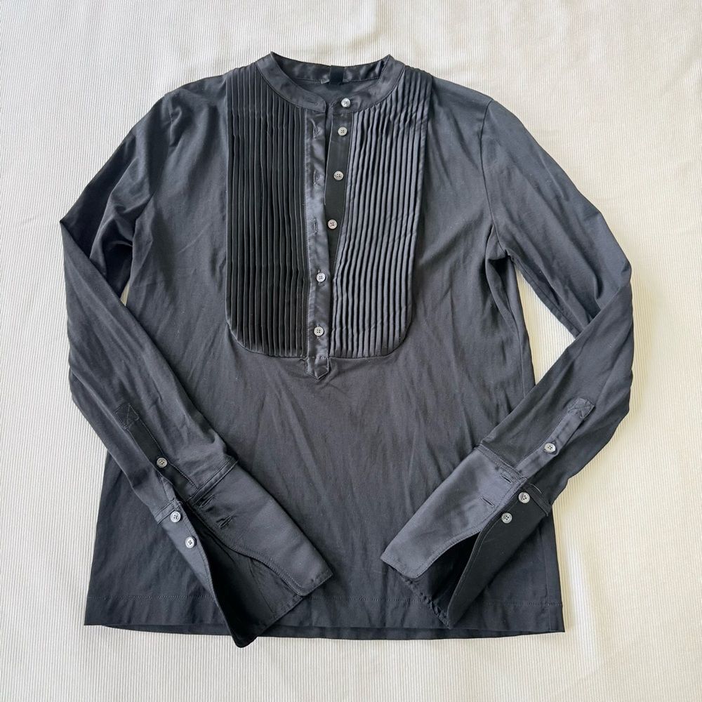 J Crew Womens Top Longsleeve Shirt Button Elegant Business Casual Black XS